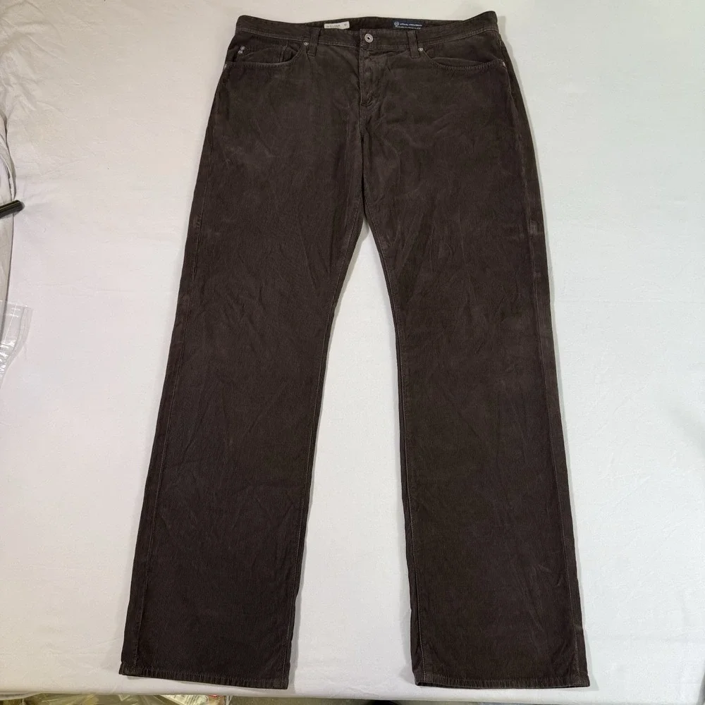 AG Adriano Goldschmied The Protege Straight Leg Corduroy Pants Mens 40x36 Brown